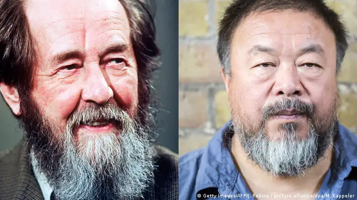 Kombibild Alexander Solschenizyn und Ai Weiwei