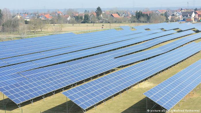 Photovoltaic solar panels at a solar park in Germany
