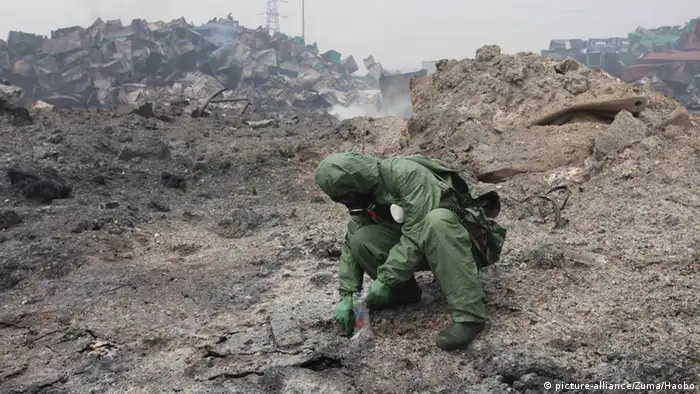 China Tianjin Untersuchung nach Explosion Bodenprobe