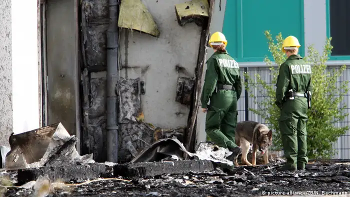 Spürhunde zur Brandaufklärung in Nauen (picture-alliance/ZB/N. Bachmann)