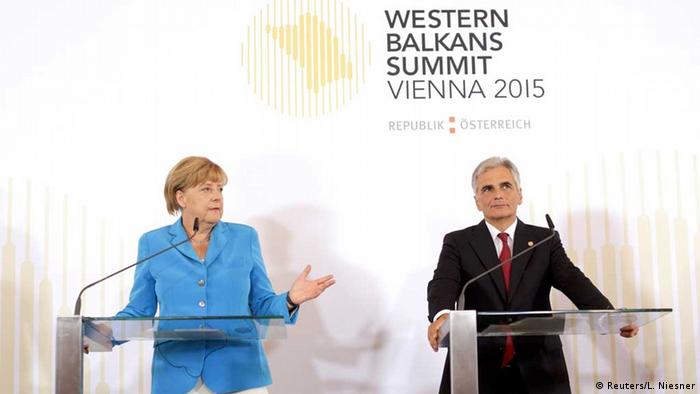 Bundeskanzlerin Merkel und Österreichs Kanzler Faymann auf der Westbalkankonferenz in Wien