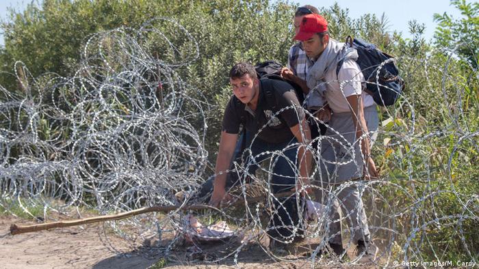 Ungarn Flüchtlinge am Grenzzaun zu Serbien