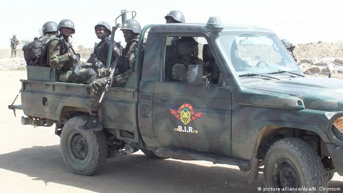 Cameroon soldiers patrol the far north region near the border to Nigeria