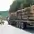 Вантажівки з лісом на дорогах Закарпаття