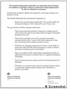 The English ad that the Danish authorities had published in Lebanese newspapers