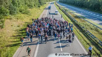 Dänemark Kliplev Autobahn Flüchtlinge