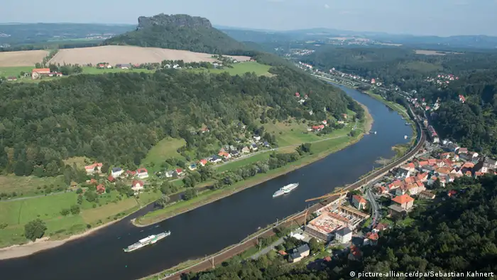Königstein Elbe Lilienstein Landschaft Luftaufnahme