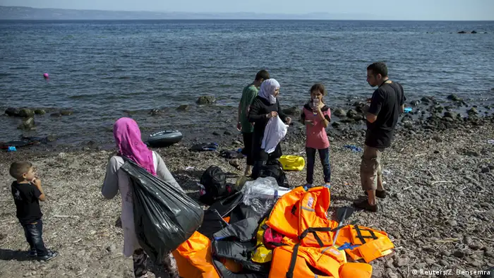 Griechenland Flüchtlinge bei der Ankunft auf Lesbos