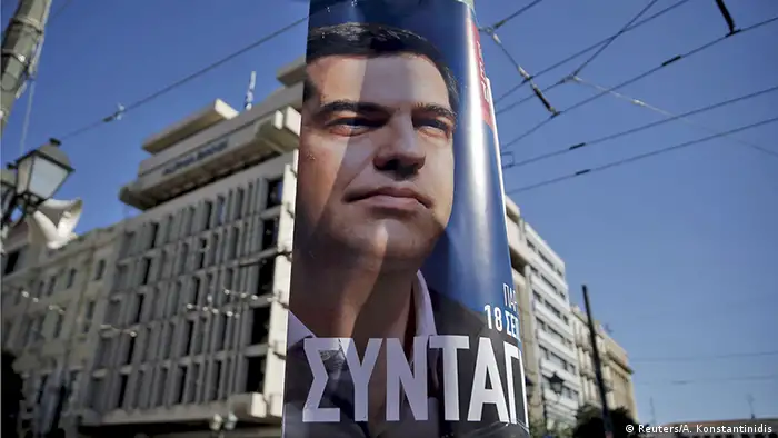 Griechenland Wahlen Wahlplakat mit Alexis Tsipras in Athen