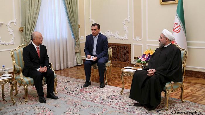 Встреча директора МАГАТЭ Юкия Амано и президента Ирана Хасана Роухани, сентябрь 2015 года