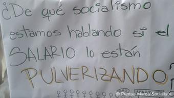 Una de las pancartas exhibidas durante una de las movilizaciones de Marea Socialista en Venezuela.