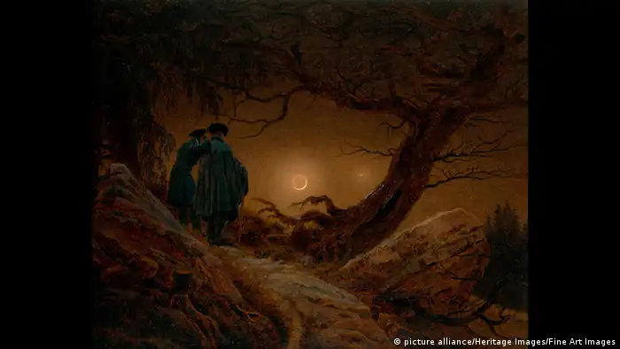 Mythos Mond Bildergalerie Zwei Männer in Betrachtung des Mondes von Caspar David Friedrich