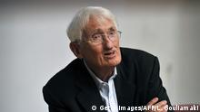 ARCHIV - Internationally renowned German philosopher Juergen Habermas speaks to journalists in an auditorium of the Philosophical School of Athens on August 6, 2013. Greece, widely considered as the birthplace of western philosophy, hosts the 23rd World Congress of Philosophy, organised by the International Federation of Philosophical Societies (FISP), which runs until August 10. AFP PHOTO / LOUISA GOULIAMAKI (Photo credit should read LOUISA GOULIAMAKI/AFP/Getty Images)