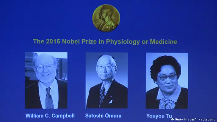 Nobelpreis 2015 Medizin William C. Campbell Satoshi Omura Youyou Tu