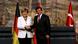 Merkel and Davutoglu shake hands at a joint-press conference Merkel and Davutoglu shake hands at a joint-press conference