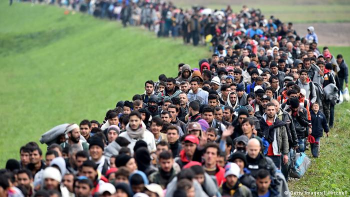 Thousands of migrants moving to camp in Slovenia.