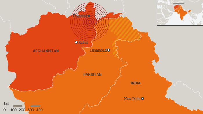 Karte Erdbeben Afghanistan 26.10.2015 Englisch