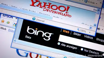 Screenshot Suchmaschinen Anbieter Yahoo Bing Google