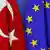 The flags of Turkey and the EU at the European Commission headquarters
