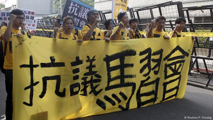 Taiwan Taipei Proteste gegen Treffen Ma Ying-jeou und Xi Jinping