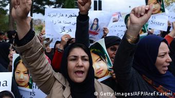 Afghan protesters march during a demonstration, over the killing of seven Shiite Hazaras, in Herat on November 12, 2015 (Photo: Aref Karimi/AFP/Getty Images)