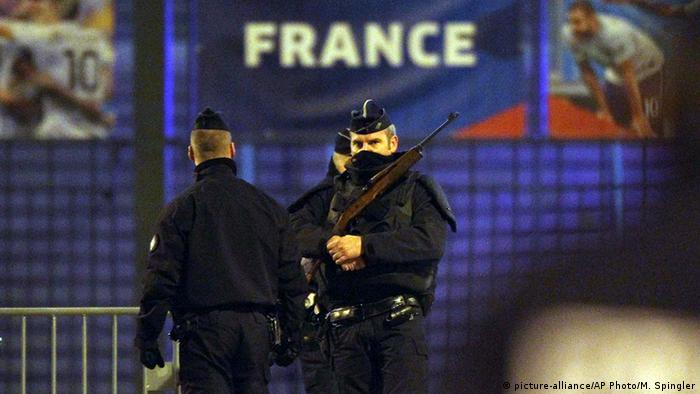 French police at the Stade de France following deadly attacks across Paris