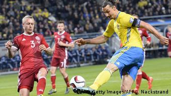 Schwedens Star Ibrahimovic im Spiel gegen Dänemark. Foto: Getty Images