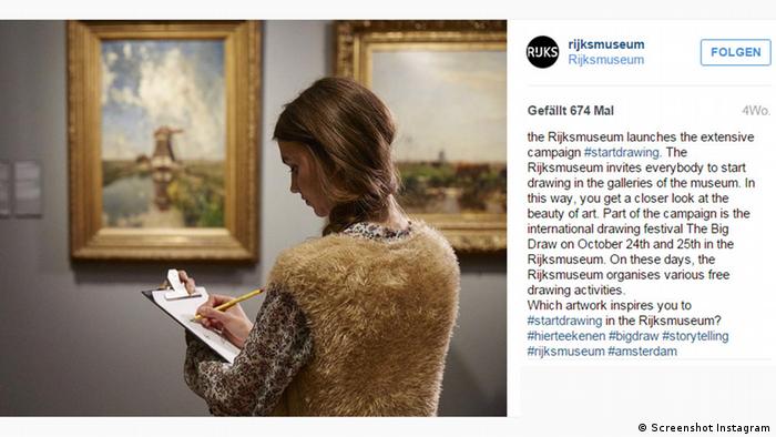 Screenshot Instagram Rijksmuseum #startdrawing
