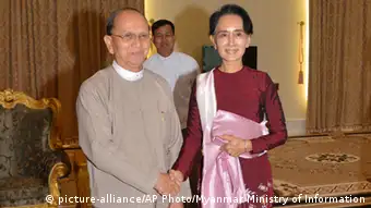Myanmar Treffen Aung San Suu Kyi und Thein Sein