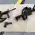 Weapons carried by suspects involved in a mass shooting, at the scene of a shooting with an officer, in San Bernardino.