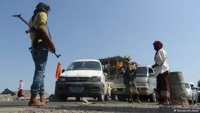 Jemen Aden Konvoi Kontrolle Checkpoint