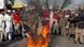 Pakistani religious students burn the Danish flag in Multan in Feb. 2006 Pakistani religious students burn the Danish flag in Multan in Feb. 2006