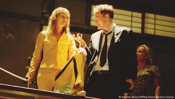 Uma Thurman e Quentin Tarantino nas filmagens de "Kill Bill": acidente estremeceu relação entre os dois