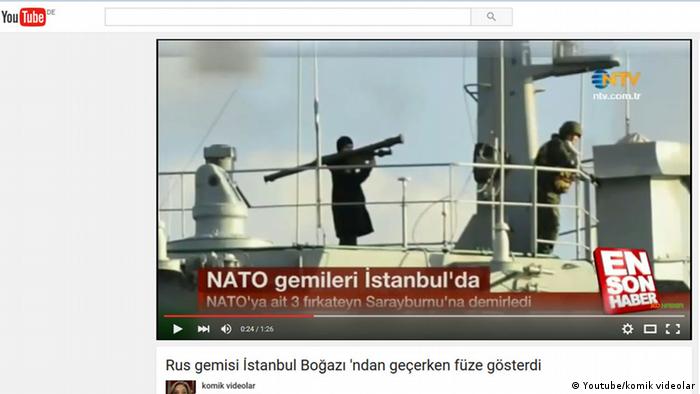 Screenshot YouToube-Video, russisches Schiff im Bosporus