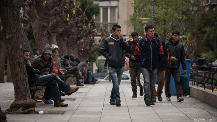 Asylum-seekers on Athens' Victoria Square