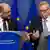 EU-Kommissionschef Juncker und EU-Parlamentspräsident Schulz vor dem Gipfel (Foto: AP)