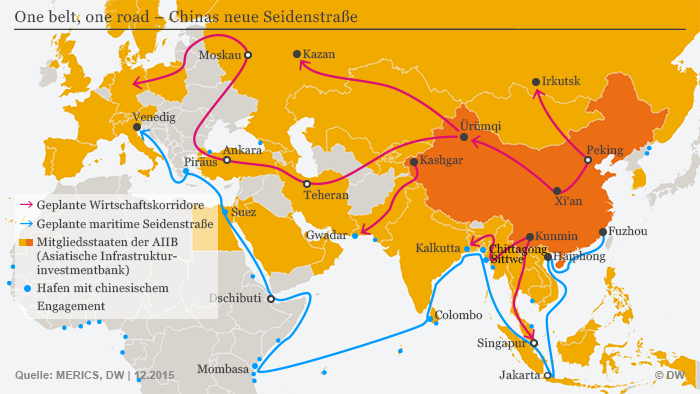 Infografik Chinas neue Seidenstraße Deutsch