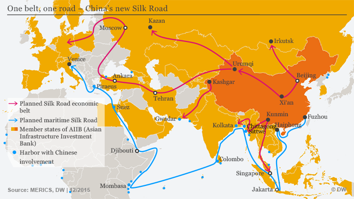 Infografik Chinas neue Seidenstraße Englisch