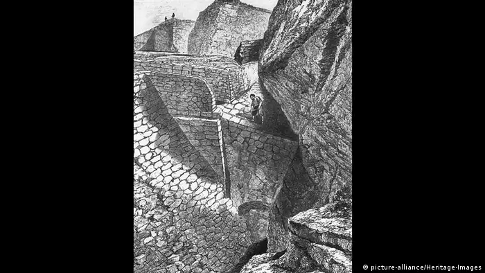 An ancient illustration of Heinrich Schliemann's excavation at Troy.