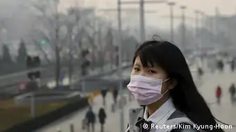 China Peking Smog Mundschutz Frau