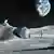 Vilarejo na Lua em simulação da Nasa, com astronauta e robô