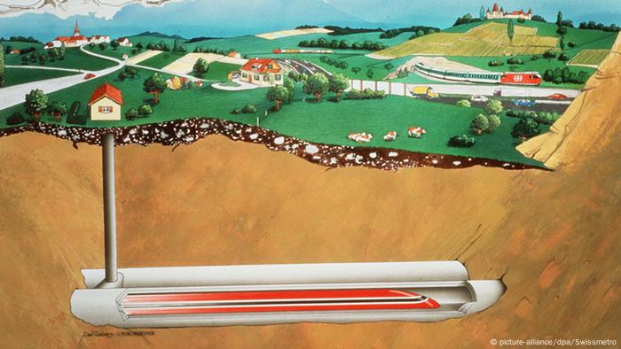 Schweiz Projekt Swissmetro - unterirdische Schnellbahn