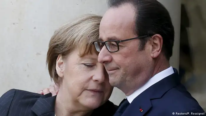 Frankreich Erster Jahrestag Charlie Hebdo Anschläge Merkel Hollande (Reuters/P. Rossignol)
