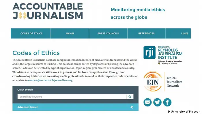 Screenshot accountablejournalism.org