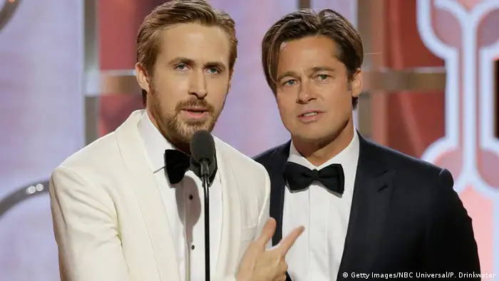 USA 73. Golden Globes Schauspieler Ryan Gosling und Brad Pitt in Beverly Hills