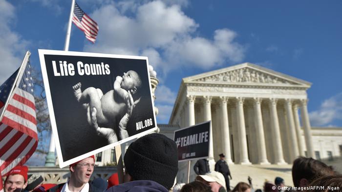 Anti-abortion protesters outside of the US Supreme Court in Washington DC