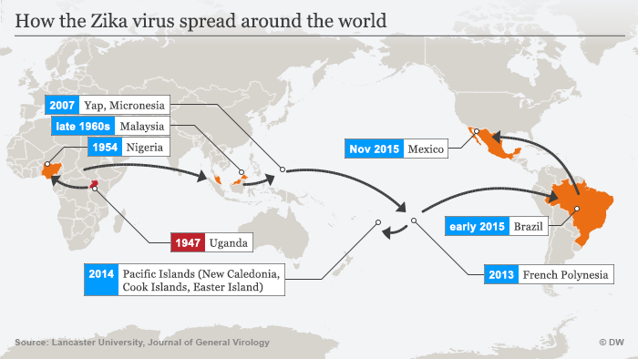 Die Ausbreitung des Zika-Virus Englisch
