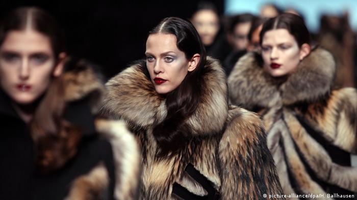 Models wearing fur jackets