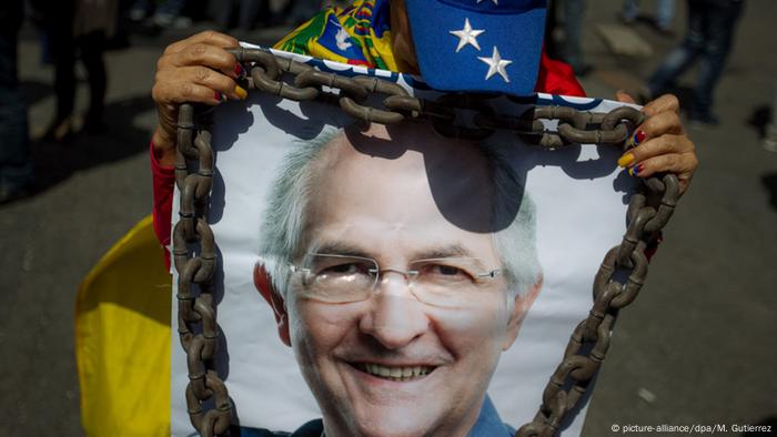Venezuela Porträt von Antonio Ledezma Protest