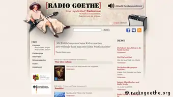 Screenshot der Website radiogoethe.org